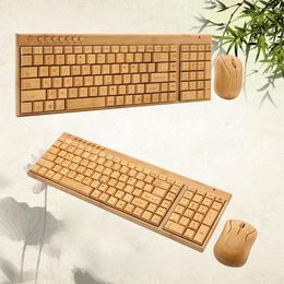 Tastiera in legno New Bamboo Wooden PC Tastiera e mouse wireless - Versione compatta di nuova generazione