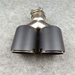 Dual Exhaust Muffler Tips Straight Edge Y Model Universal Matte Carbon Fibre Tail Pipes For All Car