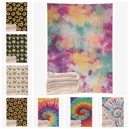 Baby Blanket Sunflower Throw Blanket Double Layers Flannel Blankets Air Conditioning Blanket Tie Dye Children Quilts 16 Designs DW4147