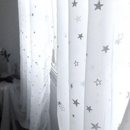 White Shiny Sliver Star Tulle Curtain For Living Room Modren All-match Yarn with Window Drapes Sheer for the Bedroom Home Decor