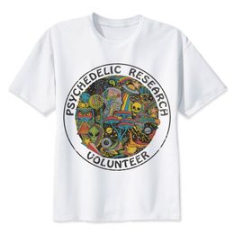 Psychedelic Araştırma Gönüllü T-shirt Erkekler Ince Funky Renkli Baskı T Gömlek Erkek Vintage Tshirt Komik Üst Tees MX200509