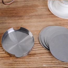 Non-Slip Coffee Cup Holder Cushion Placemat 6 In 1 Round Coasters Stainless Steel Heat Resistant Table Mat Tableware Pad Coaster BC BH1126