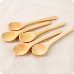 5inch Wooden Spoon Ecofriendly Japan Tableware Soup Scoop Coffee Honey Tea Round Head Spoon Stirrer Free Shipping LX1954
