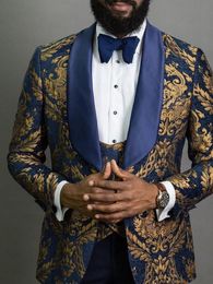 Newest One Button Groomsmen Shawl Lapel Wedding Groom Tuxedos Men Suits Wedding/Prom/Dinner Best Man Blazer(Jacket+Tie+Vest+Pants) 1533