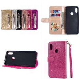 Multifunction Cases For Iphone 15 14 Plus Pro 13 12 11 XS MAX XR X 8 7 Samsung S23 FE Ultra Bling Glitter Leather Wallet Zipper Sparking ID Cash Shinny Flip Fashion Cover