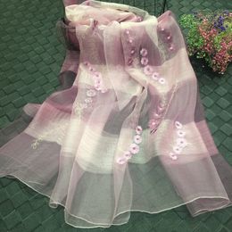 Wholesale-Designer scarf spring and autumn new silk wool gradient scarf high-grade embroidered silkworm scarf women