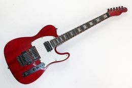 Factory Hot Dark red Electric Guitar with White Pearl Pickguard,Rosewood Fretboard,Tremolo,Black Hardwares,can be customized.