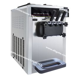 used ice cream machines commercial UK - Free Shipping Stainless Steel Table Top Commercial Use 22L H 110v 220v R410A 3 Flavor Soft Serve Ice Cream Machine Maker