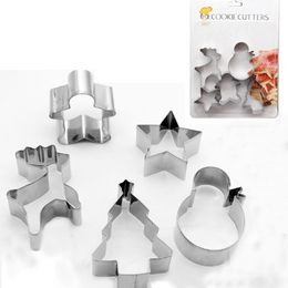 Christmas Stainless Steel Biscuit Mould 5 pcs/set Cake Mould Baking Tool Set Baking Supplies Gadget