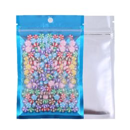 Assorted Sizes Reusable Ziplock Bags Clear Front Metallic Mylar Bags Tear Package Bags With Hang Hole