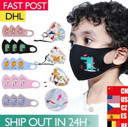 Kids Cotton Face Masks individual packing Cartoon children Cloth Mouth Anti Exhaust Dust Sun Block Nonwoven Mask Dhl Shipping FY9046