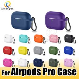 For AirPods Pro Silicone Cases Full Cover Body Protective Case Shockproof Portable Design for Airpod Pro with Hook Keychain in OPP Bag izeso