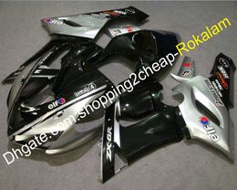 ZX-6R 05 06 Fashion Fairing For Kawasaki 636 2005 2006 ZX6R ZX 6R Black Silver Fairings Set (Injection molding)