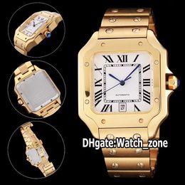 Luxury New 100XL Date WGSA0029 White Dial Automatic Mens Watch Yellow Gold Case Steel Bracelet Sport Watches High Quality Watch_Zone 4Color