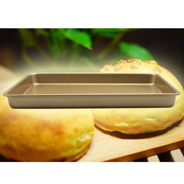 Food Grade Stainless Steel Baking Dishes Diy Baking Tools Deepen Rectangular Non-stick Bread Cake Baking Tray 28.4*17.8*2.6cm DH0642-1