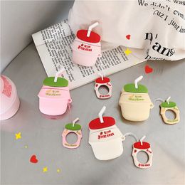 Cute Strawberry Banana Milk Drink 1/2/3 Protective Case Wireless Bluetooth Headset Case Couple Silicone dhl free