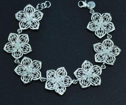 Beautiful flower bracelet for women classic high quality fashion jewelry wholesale color silver bracelets