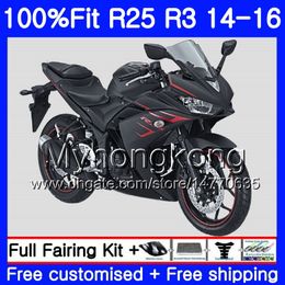 Injection For YAMAHA YZFR25 YZF R25 R3 2014 2015 2016 2017 240HM.26 YZF-R25 YZF-R3 R 25 Body Flat black stock YZFR3 14 15 16 17 Fairings kit