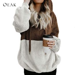 OEAK Women Fluffy Fur Hoodie Girl Winter Loose Hooded Jacket Warm Outwear Coat Cute Sweatshirt Plus size 5XL 2018 New Fashion V191129
