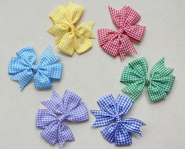 24pcs baby girl headwear gingham plaid Hair bows clips stripe bowknot Pinwheel Princess Chequered Hairbow hair ties Accessories HD3355