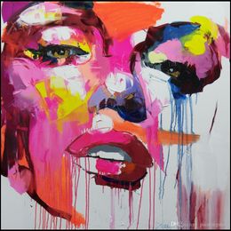 Francoise Nielly Palette Knife Impression Home Artwork Modern Portrait Handmade Oil Painting on Canvas Concave and Convex Texture Face167
