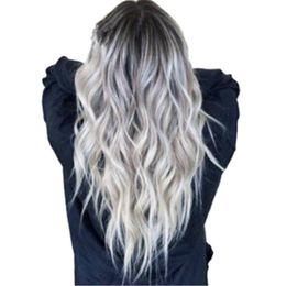 Parrucca Sexy Sfumatura Grigia Parrucca Da Partito Capelli Lunghi Ricci Cosplay Capelli Parrucca Sintetica Di Colore Misto Per Donne E Ragazze