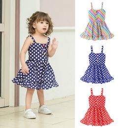 Baby Girls Dresses Striped Dot Princess Dress Kids Suspender Dresses Summer Girls Outfits Designer Clothes Kids Clothing 3 Designs DHW2901