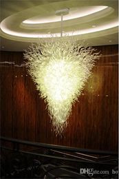 Pure White Colour Hand Blown Glass Style Crystal Chandelier Lighting Floor Mounted Fixture for Kitchen Living Room Deco
