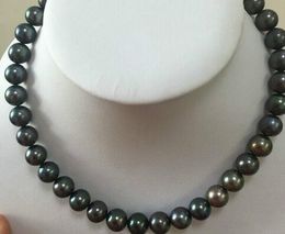 Stunning 11-12mm natural tahitian black green multicolor pearl necklace 18 "14k / 20