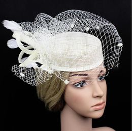 New screen bride hairdress feather cap retro headdress for banquet party