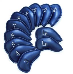 Golf Iron Headcover PU Leather 12 Pcs/pack Club Head Covers Fit Left Right Hand Golfers Embroidery Both Sides Deluxe