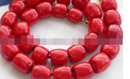 genuine red coral necklace Australia - free shipping 004906 18''Genuine Nature High Quality Column Red Coral Bead Princess Necklace