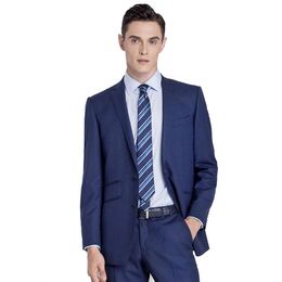 2020 Blue Wedding Tuxedos Customized Two-Button Shawl Lapel Groomsmen Groom Wear Business Suit Men's Wedding Suits Jacket+Pants