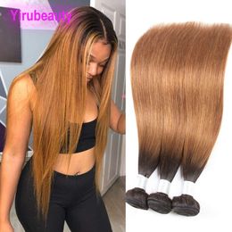 Brazilian Virgin Hair 1B/30 Ombre Human Wefts 10-28inch 3 Bundles 1b 30 Products Two Tones Colour Yiruhair PWKA