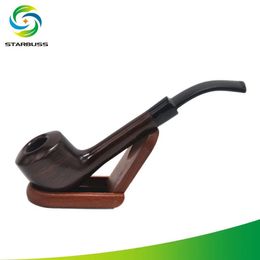 Direct supply retro long pole curved plus stone briar detachable pipe classic solid wood crafts pipe