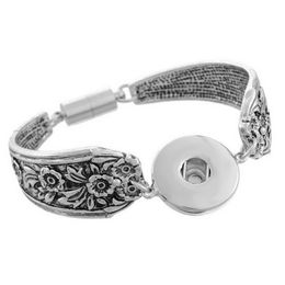 Interchangeable Charm Bracelet 18MM Noosa Ginger Snap Buttons Bracelet Vintage Silver Bracelets Women Fashion Girl DIY Flower Bangle Jewellery