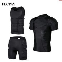 Men's Padded Shirt Training Vest T-shirt Short Set Ribs Thighs Buttocks Protector Football Basketball Hockey Protective Gear