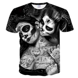 2019 Yeni 3D T Gömlek Kadın Erkek Kafatası Tshirt Baskı Pekin Opera Yaz Tops Casual Tees Kısa Kollu Streetwear Cadılar Bayramı