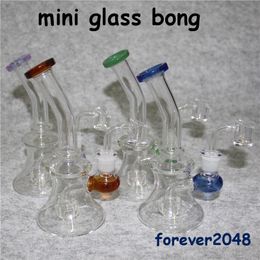 Mini 14mm female joint Glass Bongs Water Pipe hookah Glass Pipes Oil Rigs Heady Dab Rig With 4mm Quartz Banger