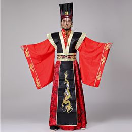 Male Emperor Costume The Qin Dynasty Imperial red dress wedding gown Chinese ancient Hanfu Film TV stage wear cosplay apparel