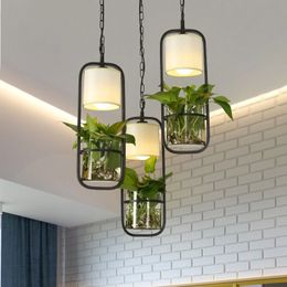 Modern Black Cage Pendant Lights Iron Minimalist Retro Scandinavian Loft Pyramid Lamp Metal Hanging Lamp E27 Indoor Plant