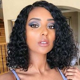 fashion hairstyle women's soft short bob kinky curly wigs brazilian Hair African Ameri Simulation human hair kinky curly wig with side part