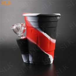 Beer Cup Shape Hookah Glass Bowl Silicone Disguised Smoking Pipe tobacco concentrate burner bong rich Colour dab rig