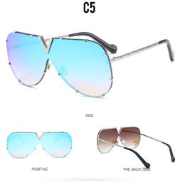 Wholesale- & America Men & Women Sunglasses Siamese Personality Glasses Sunglasses Man Pilot Sunglasses Woman Gold frame/gradient Grey