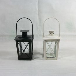 Metal Candle Holder Small Iron Lantern Shaped Candle Holders Black White Colour