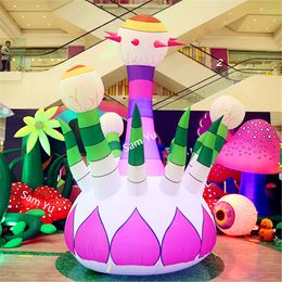 Customized Colorful Inflatable Flowers Inflatables Balloon With LED strip and CE blower For Building Roof or Parade Decoration