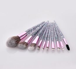 10pcs makeup brushes set for eyeshadow blush highlighter cosmetics glitter quicksand handle brush tools DHL Free