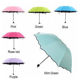 6 Colours Lotus Leaf Folding Umbrella Portable Black Plastic Anti-UV Umbrellas Flowering Sun Umbrella Dual-Use Umbrellas Gifts BH2188 WCY