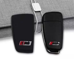 Newst S3 RS logo key case back cover for Audi A3 S3 Q3 A6 L TT Q7 R8 Three-button car key modified key shell Sleeve