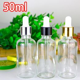 50ml Clear Glass Essential Oil Bottle With Dropper 50CC Transparent Dropper Glass Bottle 352Pcs Lot For E LIQUID